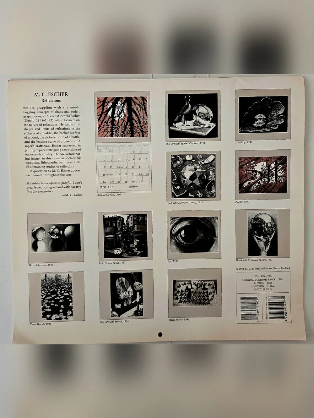 M.C. Escher Reflections 1997 Calendar